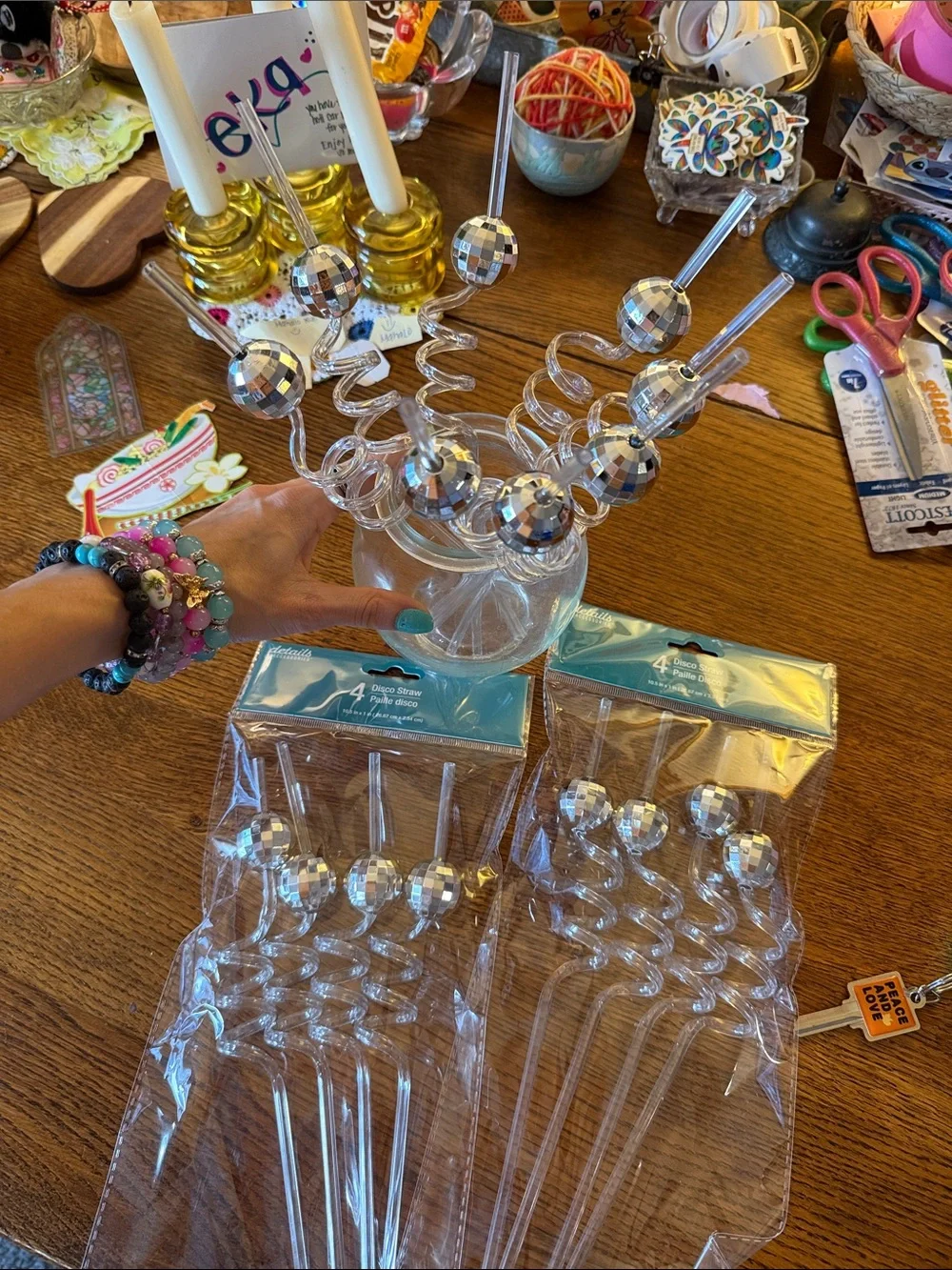 Disco Ball Clear Spiral Drink Stirrers Straws!!!